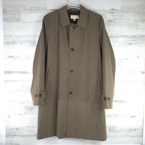 MICHAEL KORS BROWN RAIN COAT MEN'S SIZE 46L FOUR BUTTONS POCKETS LINING *EUC*